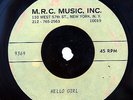 HEAR Ron Dante 45 UNRELEASED Hello Girl garage psych bubblegum acetate Archies