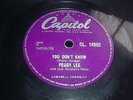 PEGGY LEE FEVER CAPITOL 78RPM