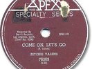  1958 RITCHIE VALENS Rock'n Roll 78 RPM Record. Come On, Let's Go