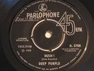 DEEP PURPLE hush/one more rainy day VERY RARE 1968 PARLOPHONE INDIA 7