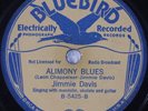JIMMIE DAVIS: Alimony Blues BLUEBIRD Jug Band PRE-WAR Country 78 