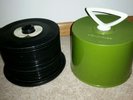 Vintage Green Disk Go Case Round 45 Record Case Full 60's & 70's Jukebox