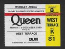 QUEEN  -  1980 UK CONCERT TICKET STUB  -  'THE GAME' EUROPEAN TOUR