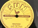 SUN 288 Jerry Lee Lewis BREATHLESS 78 rpm 1957 VG+ 1957