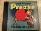 Vintage RCA VICTOR RECORDS Set of Walt Disney's PINOCCHIO Album P-18 VGC *RARE*