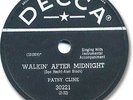 Rare PATSY CLINE Country 78 RPM Record. Walkin' After Midnight/Poor Man's Roses