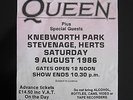 QUEEN  :  FINAL CONCERT TICKET STUB - KNEBWORTH PARK UK - 1986 - MAGIC TOUR