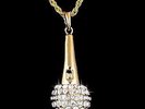 Elvis Large Size Microphone Gold plated Concert pendant and 23 inch  chain