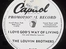THE LOUVIN BROTHERS country promo 78RPM CAPITOL 2612 I Love God's Way Of LIving