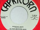 ALLMAN BROTHERS Midnight Rider CAPRICORN 45 stereo mono promo Near Mint 7”