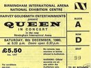 QUEEN CONCERT TICKET ORIGINAL DEC 1980 VALUABLE GEM MINT VINTAGE N E C BIRMINHAM