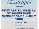 QUEEN  :  NEWCASTLE UNITED ST.JAMES PARK CONCERT TICKET 09.07.1986 MAGIC TOUR