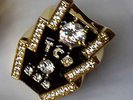 Elvis style Gold Colour and stone TCB Concert Style Ring, Style 1