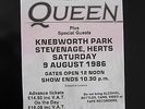 QUEEN  :  FINAL CONCERT TICKET STUB - KNEBWORTH PARK UK - 1986 - MAGIC TOUR