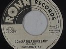 Crossover/Deep Soul 45 - Barbara West - Congratulations Baby - Ronn - VG++ mp3