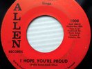 BO ALLEN garage psych 45 I HOPE YOU'RE PROUD b/w DREAMIN  vg / VG+ e0511 Hear It