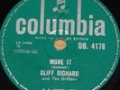 CLIFF RICHARD   MOVE IT b/w SCHOOLBOY   COLUMBIA 78 RPM E EXCELLENT GRADE