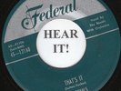 The Royals DOO WOP 45 (Federal 12160) That's It/ Someone Like You   VG+