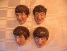 BEATLES SET OF FOUR HAND PAINTED POTTERY HEADS, WALL PLAQUES, EX' CONDITION.