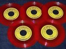 ELVIS PRESLEY - 5 UNPLAYED MINT RED VINYL SUN 45 RECORD & PICTURE SLEEVE LOT