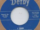 THE FOUR FELLOWS I TRIED b/w BEND OF THE RIVER RARE DERBY DOO WOP 45 EX