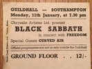 Black Sabbath  Master Of Reality Tour 1971 Ticket Stub