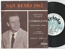 JOHNNY DORELLI SanRemo Festival Danish 45PS 1962 eurovision L'ombrellone