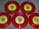 ELVIS PRESLEY - 5 UNPLAYED MINT RED VINYL SUN 45 RECORD & PICTURE SLEEVE LOT