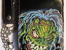 ROB ZOMBIE LEDER GELDBEUTEL / GELDBÖRSE / WALLET MIT KETTE / GEPRÄGT