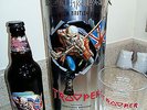 IRON MAIDEN TROOPER ETCHED BEER GLASS & COLLECTABLE TIN & EMPTY BOTTLE (NO BEER)