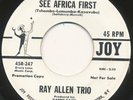 RAY ALLEN TRIO on Joy —SEE AFRICA FIRST— mod r&b exotica popcorn 45 PROMO LISTEN