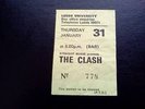 The Clash Joe Strummer ticket  Leeds University 31/01/80