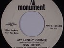 FRAN JEFFRIES: My Lonely Corner JAZZ SOUL DJ Promo 45 Monument HEAR