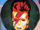 New cut  DAVID BOWIE silver rays design. Stencil artwork on vinyls.