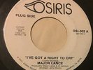MAJOR LANCE I've Got A Right To Cry/You Keep Me Coming To 45 Osiris Memphis hear