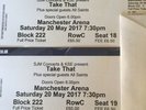 Take That Tickets X 2 Manchester Arena 20th May 2017