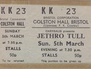 Jethro Tull Unused Concert Ticket Bristol England 1972 Thick As A Brick Tour