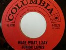 Junior Lewis - Hear What I Say / Where The World Begins 45 Columbia soul