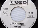Joey Vann WHITE LABEL PROMO doowop 45 TRY TO REMEMBER b/w MY LOVE MY LOVE  FM280
