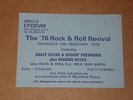 Crazy Cavan & Rockin' Pneumonia/Rocking Devils 1976 Mecca Lyceum concert Ticket