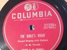 Columbia 78 RPM Sister O M Terrell - The Bible's Right 21228 E- GOSPEL