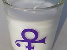 PRINCE CANDLE w/ Purple symbol - White Candle GLASS NPG STORE London