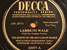 Django Reinhardt Stephane Grappelly QHCF-Lambeth Walk Decca 23077 jazz guitar
