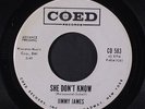 JIMMY JAMES: She Don't Know / Time's Running Out 45 (dj) Oldies