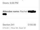 Adele Wembley Tickets Thursday 29th June