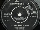BEATLES 1967 UK Parlophone 45 - All You Need is Love - OMITS TV Credit VG+