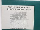 Adolf Busch (Violin) Rudolf Serkin (Piano) Vinyl LP Perennial Records 2006 Bach+