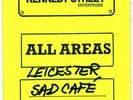 Sad Cafe De Montfort Hall,  Leicester peel off backstage pass 11/11/80
