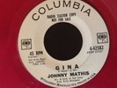 JOHNNY MATHIS Gina on Columbia Promo Red Vinyl Pop 45