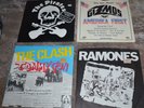 4 Vintage 1970's Punk Rock 45 Records Ramones The Clash Gizmos The Pirates